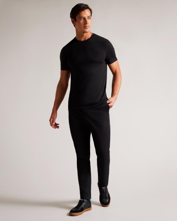 T-Shirt Ted Baker Short Sleeve Noir Homme | BAC-05442338